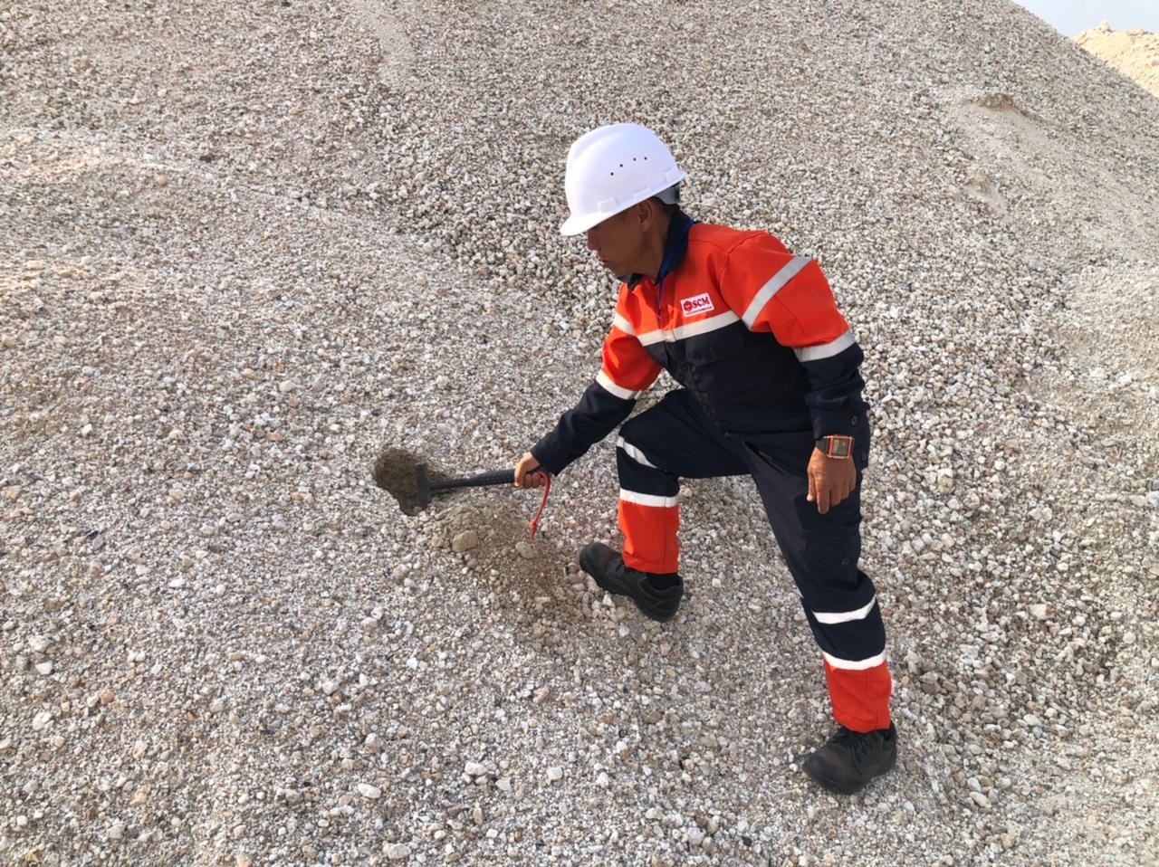 Sampling at SCM’s barite operation